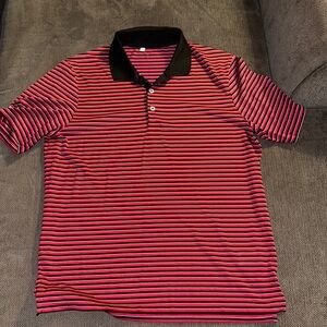 adidas Red and Black Striped Polo Shirt men’s large